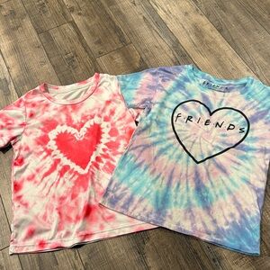 Tie-Dye Friends and pink lot of 2 Kids T-Shirts size 7